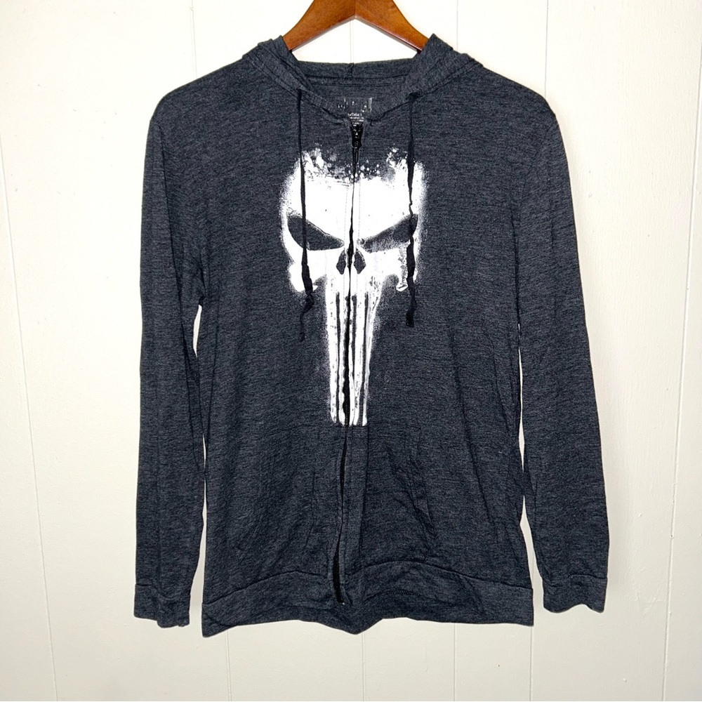 Marvel Gray Hoodie with Skull‎ Graphic